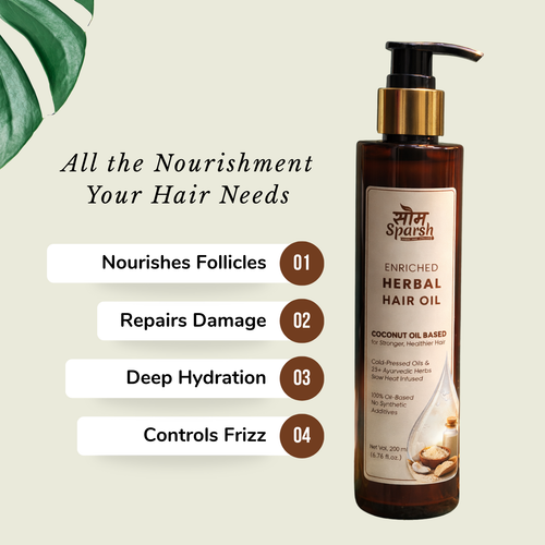 Som Sparsh Herbal Hair Oil — Coconut Oil with 4 Cold Pressed oils & 25+ Herbs. Slow Heat Infused. For Stronger, Healthier Hair - Herbal Hair Oil for Hair Growth & Hair Fall Control